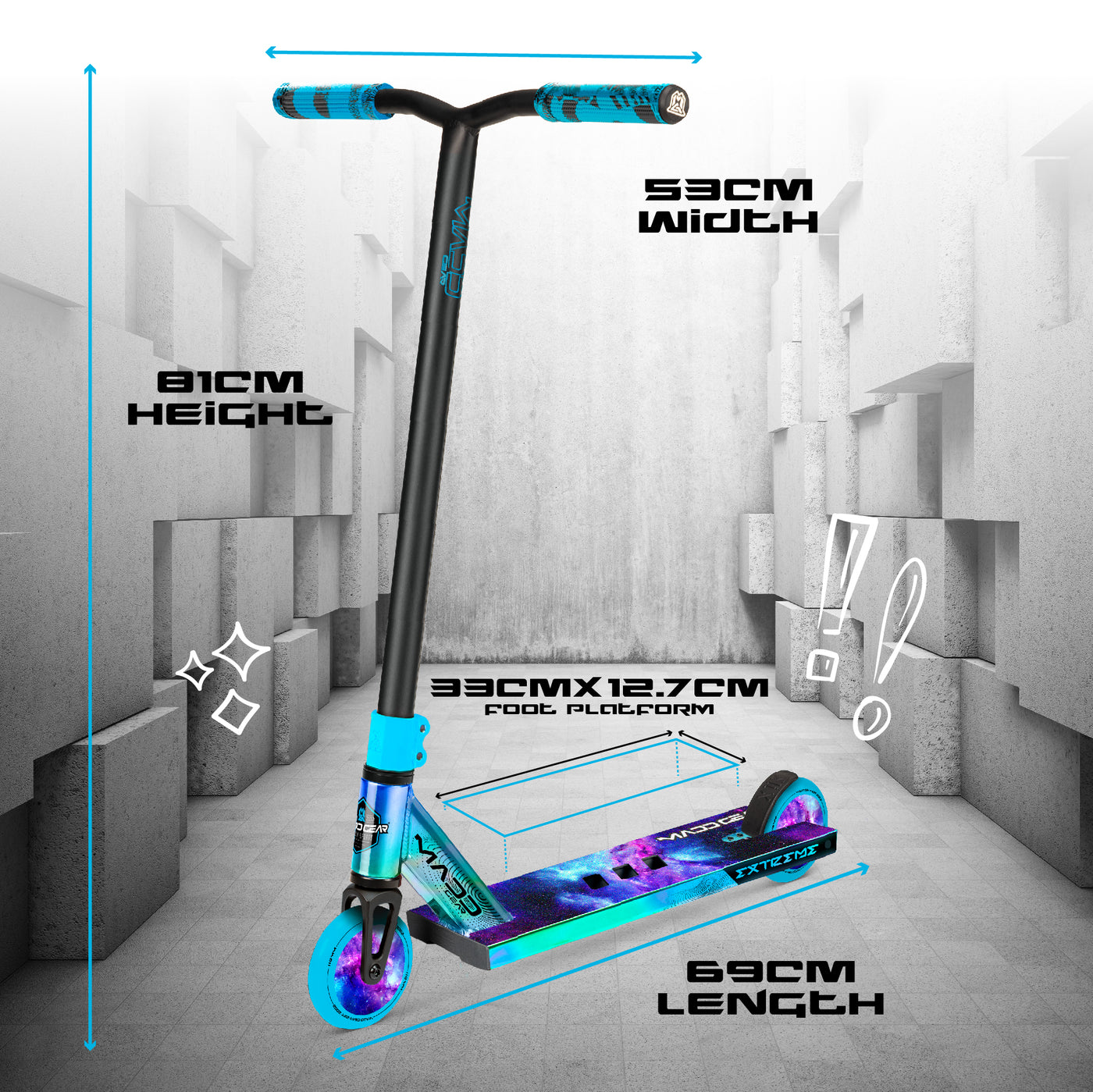 MADD CARVE EXTREME SCOOTER NEBULA w/STND