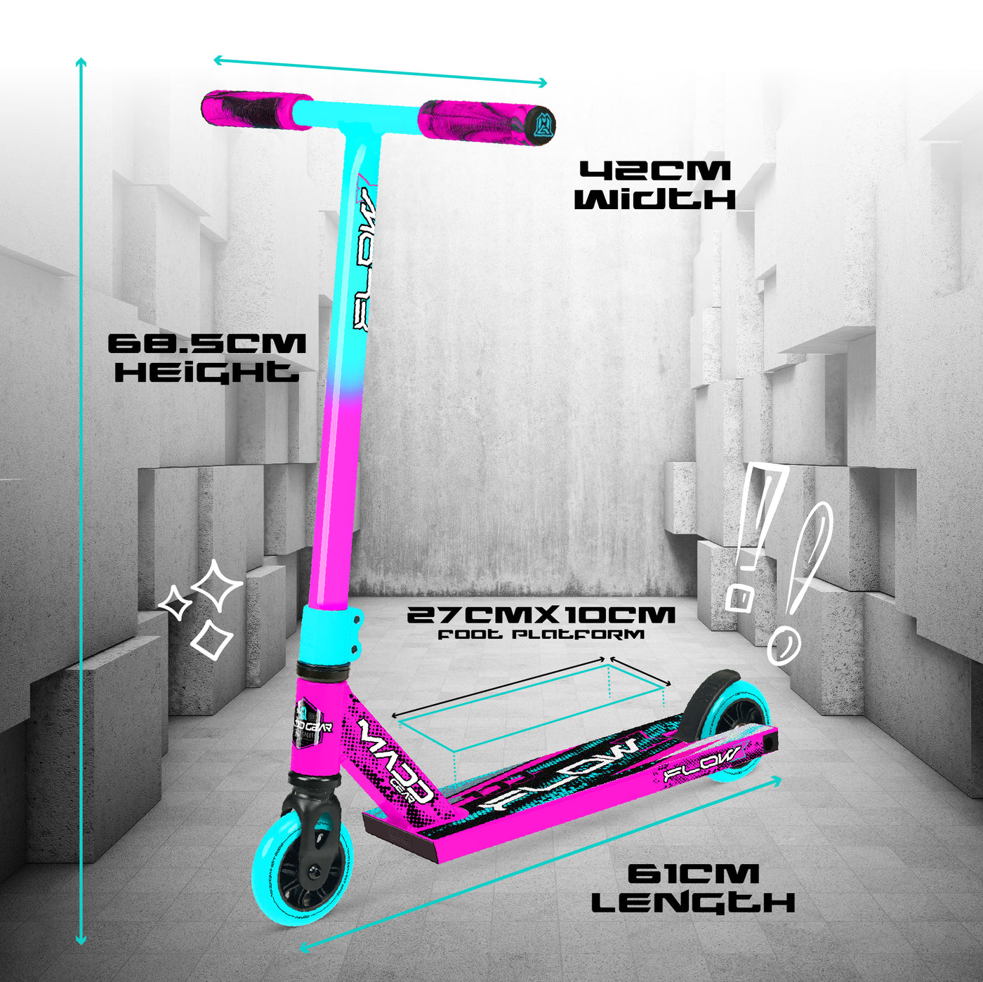 MADD CARVE FLOW-X SCOOTER PINK TEAL