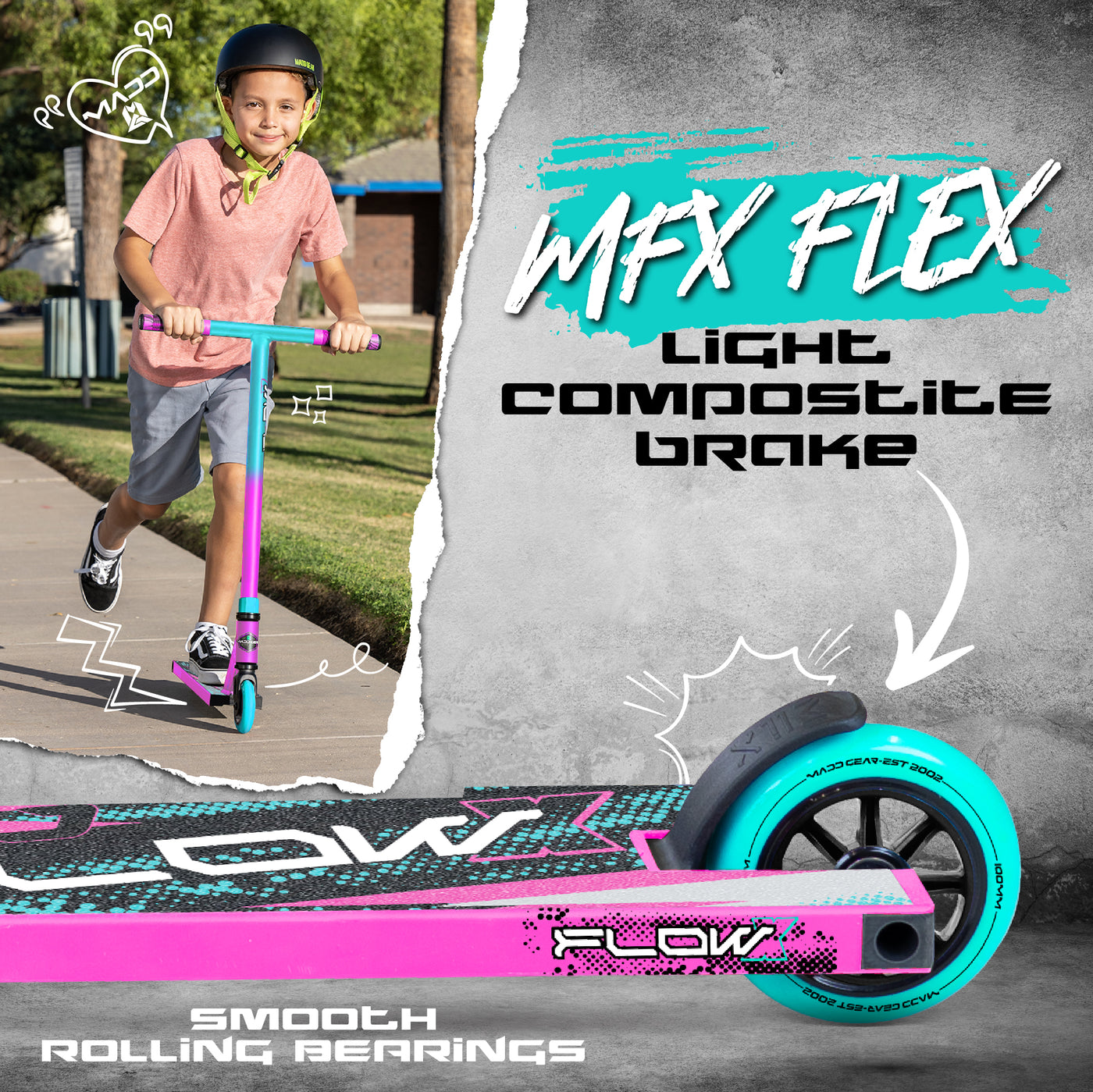 MADD CARVE FLOW-X SCOOTER PINK TEAL