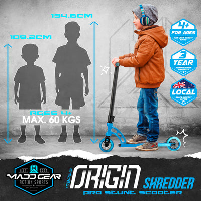 Madd Gear Blue Bright Blue Origin Shredder Pro Stunt Scooter Complete High Quality