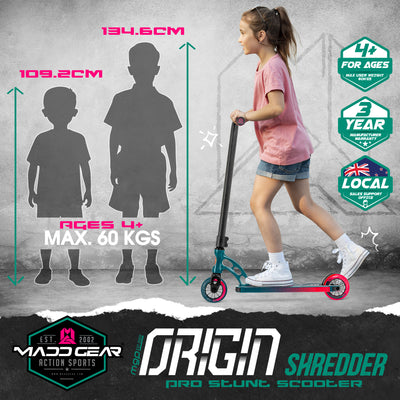 Madd Gear Teal Pink Origin Shredder Pro Stunt Scooter Complete High Quality