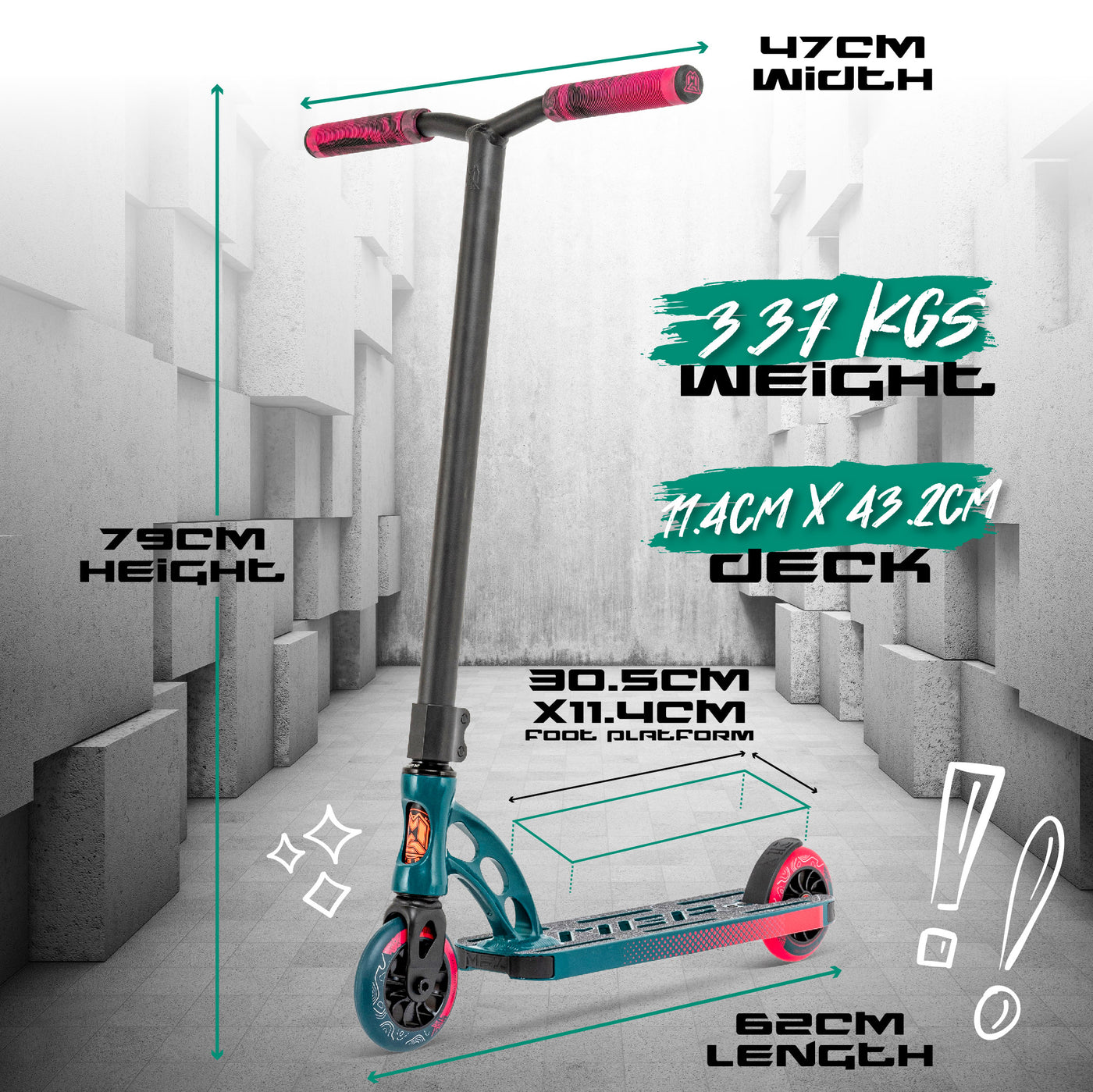 MGO MGP Madd Gear Origin Shredder Pro Stunt Scooter Skatepark Teal Pink