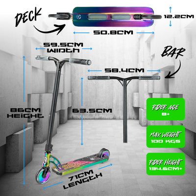 Madd Gear MGP MGO Origin VX10 VX9 Team Pro Stunt Trick Scooter Complete High Quality Best Razor Skate Park Neochrome Black Oil Slick Oilslick Deck