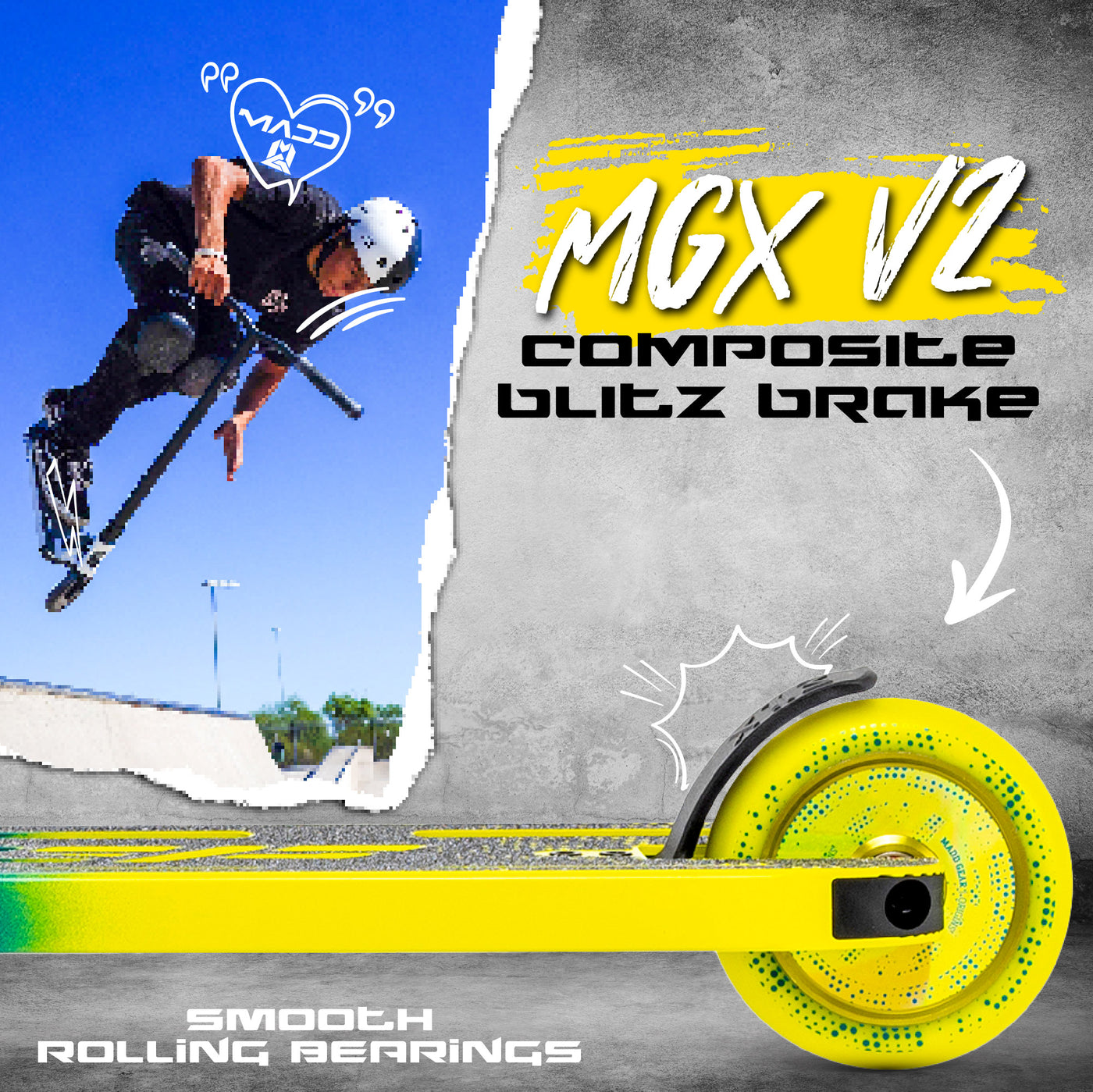 Madd Gear MGP Origin Pro Stunt Scooter Blue Petrol Yellow Kids Boys Skate Park Best Lightest Alloy Cores Smooth Rolling Bearings Brake