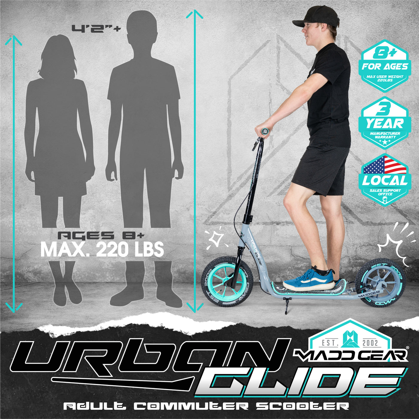 MADD GEAR URBAN GLIDE 300 GREY / TEAL