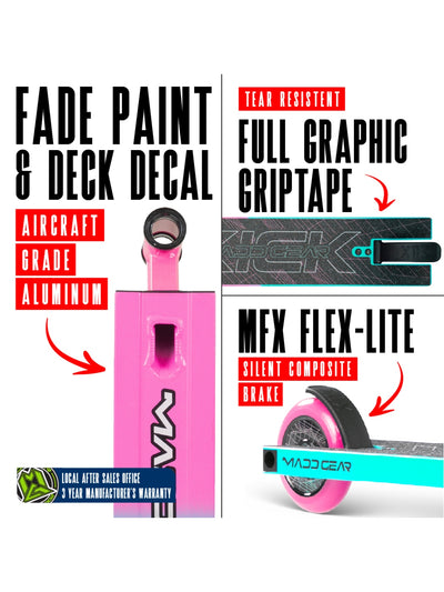 MADD GEAR KICK PRO-X SCOOTER PINK / TEAL