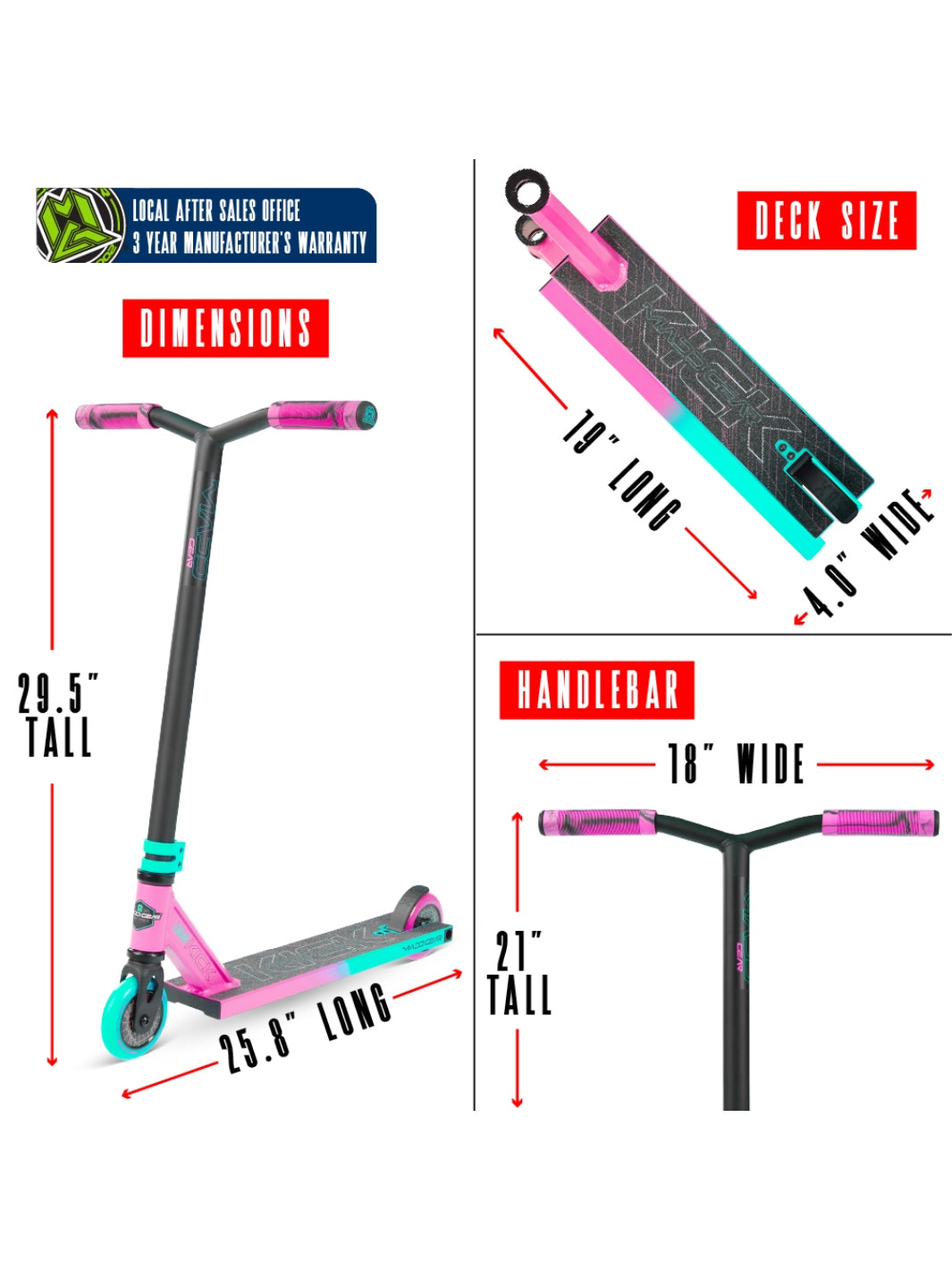 MADD GEAR KICK PRO-X SCOOTER PINK / TEAL