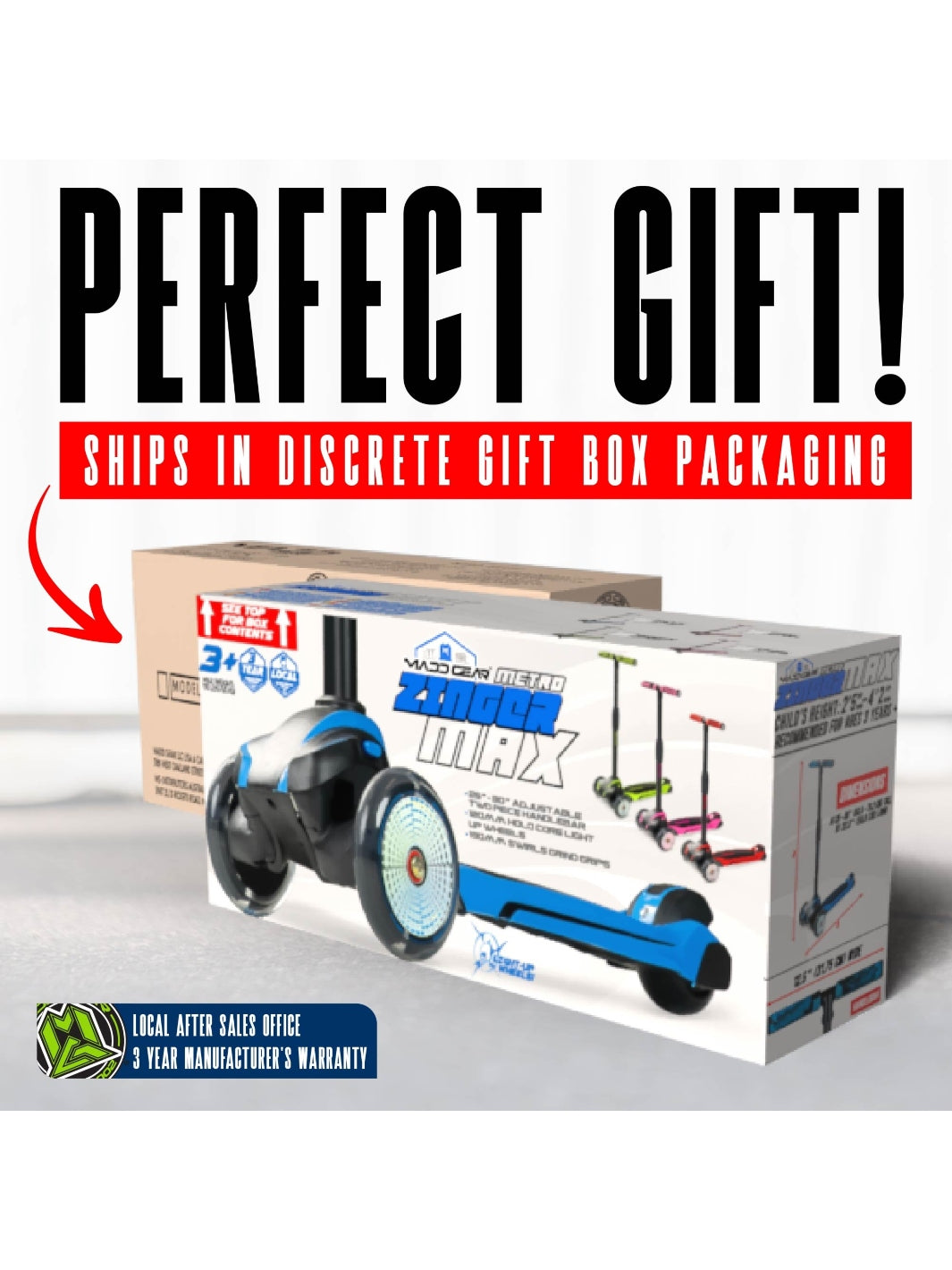 MADD GEAR ZINGER 3 WHEELED SCOOTER BLUE