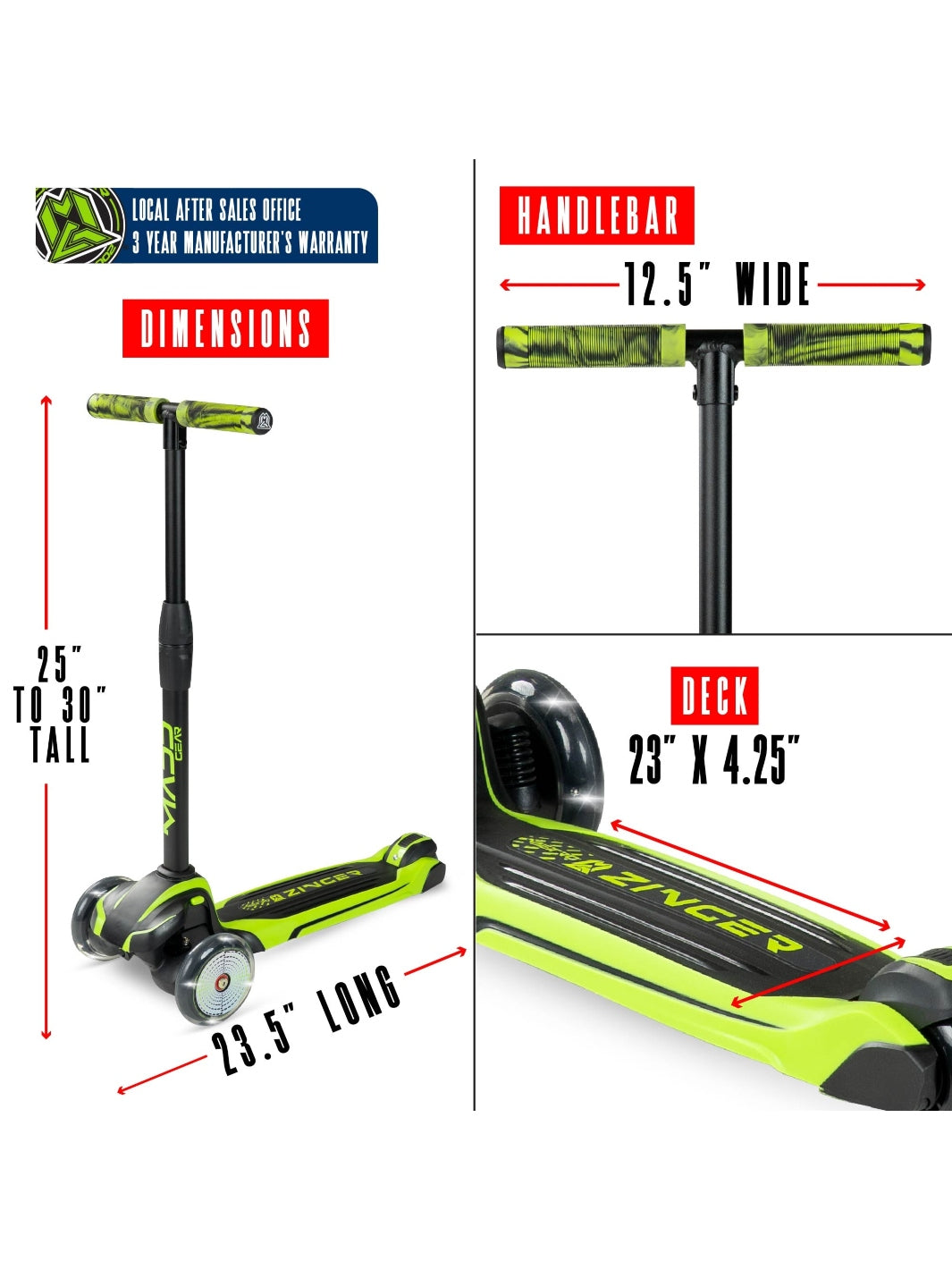 MADD GEAR ZINGER 3 WHEELED SCOOTER GREEN