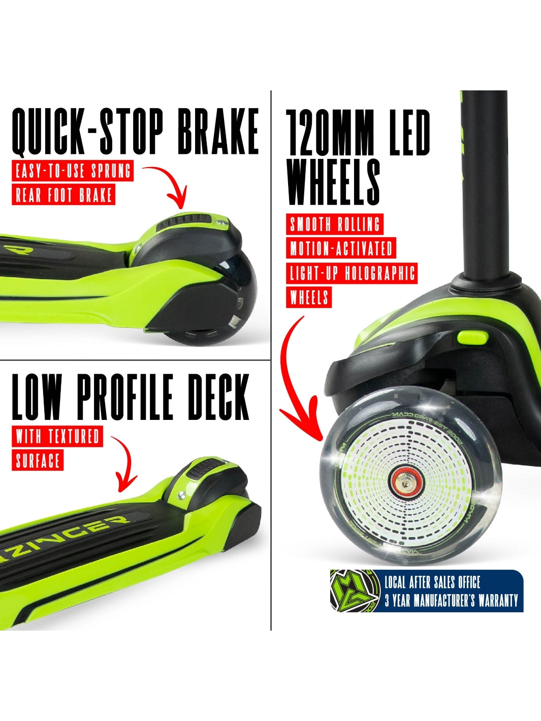 MADD GEAR ZINGER 3 WHEELED SCOOTER GREEN