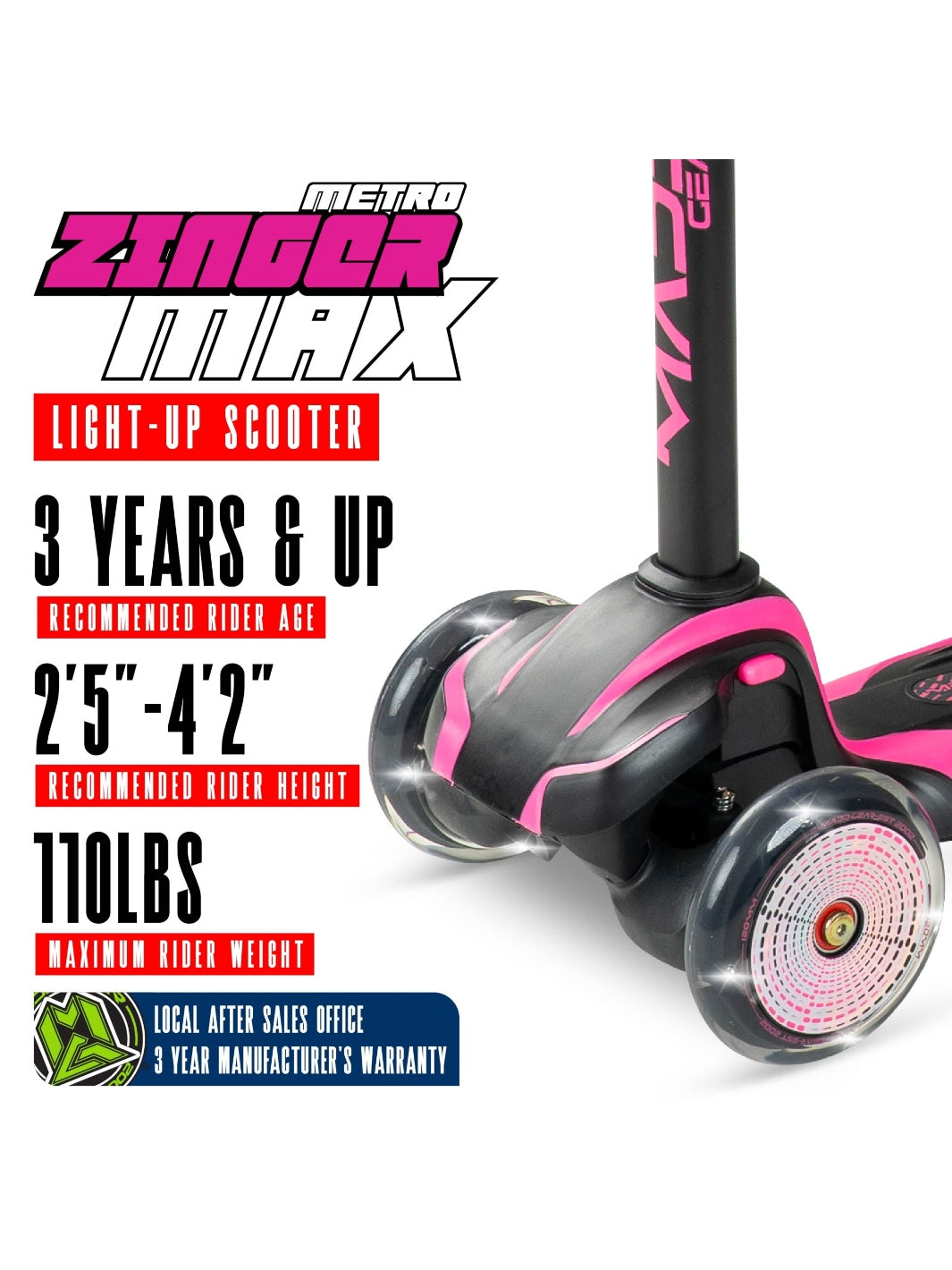 MADD GEAR ZINGER 3 WHEELED SCOOTER PINK – Madd Gear NZ