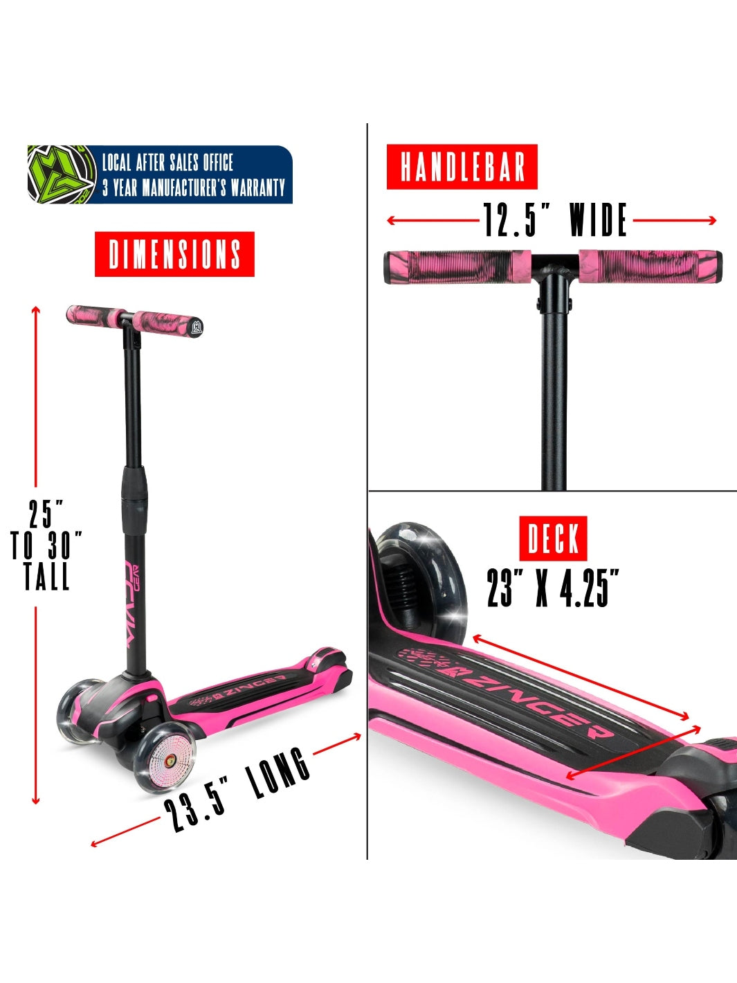 MADD GEAR ZINGER 3 WHEELED SCOOTER PINK – Madd Gear NZ