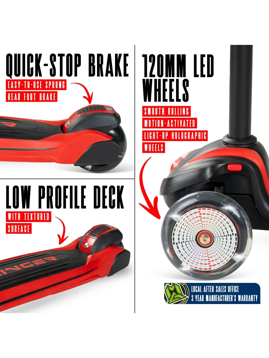 MADD GEAR ZINGER 3 WHEELED SCOOTER RED