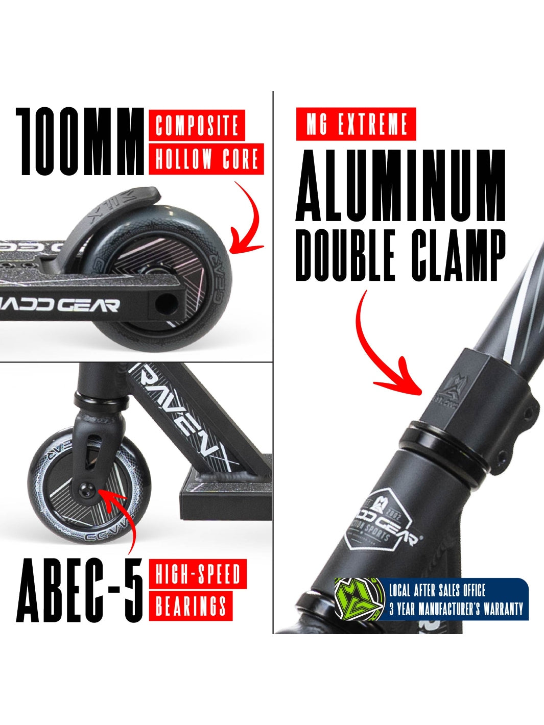 MADD GEAR MG1 RAVEN SCOOTER BLACK / BLACK – Madd Gear NZ