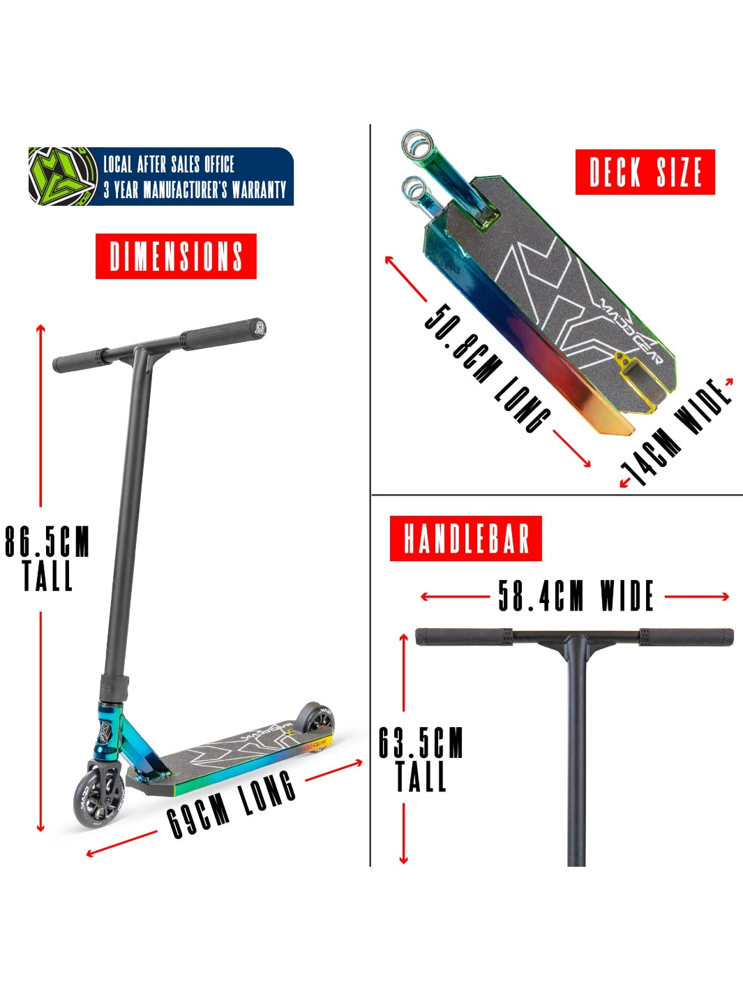 MADD GEAR MG6 KINETIC SCOOTER NEOCHROME
