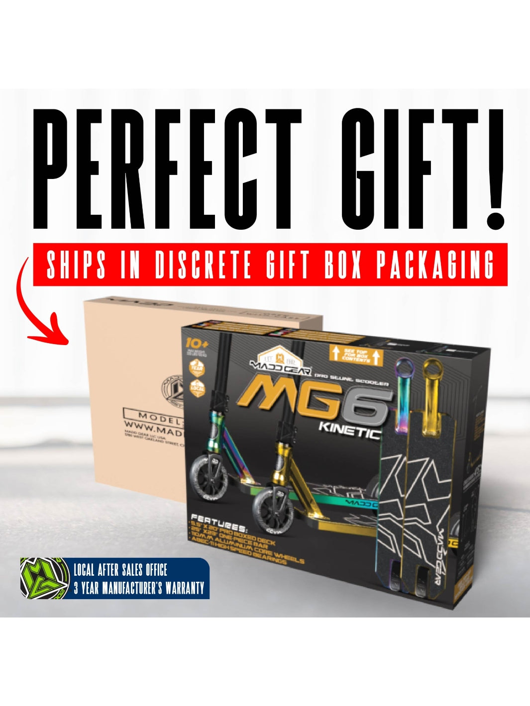 MADD GEAR MG6 KINETIC SCOOTER NEOCHROME
