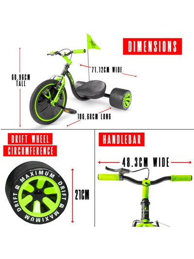 MADD GEAR MINI DRIFT TRIKE GREEN / BLACK